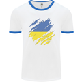 Torn Ukraine Flag Ukrainian Day Football Mens Ringer T-Shirt White/Royal Blue