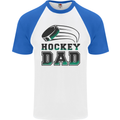 Ice Hockey Dad Fathers Day Mens S/S Baseball T-Shirt White/Royal Blue