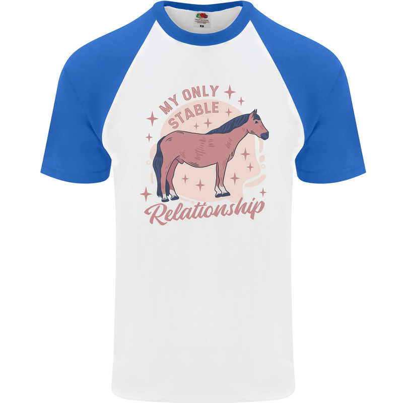 Equestrian Horse My Only Stable Relationship Mens S/S Baseball T-Shirt White/Royal Blue