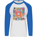 A Vibrant Sagittarius Star Sign Zodiac Mens L/S Baseball T-Shirt White/Royal Blue