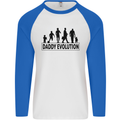 Daddy Evolution Fathers Day Mens L/S Baseball T-Shirt White/Royal Blue