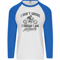 I Don't Snore Motorbike Biker Motorcycle Mens L/S Baseball T-Shirt White/Royal Blue