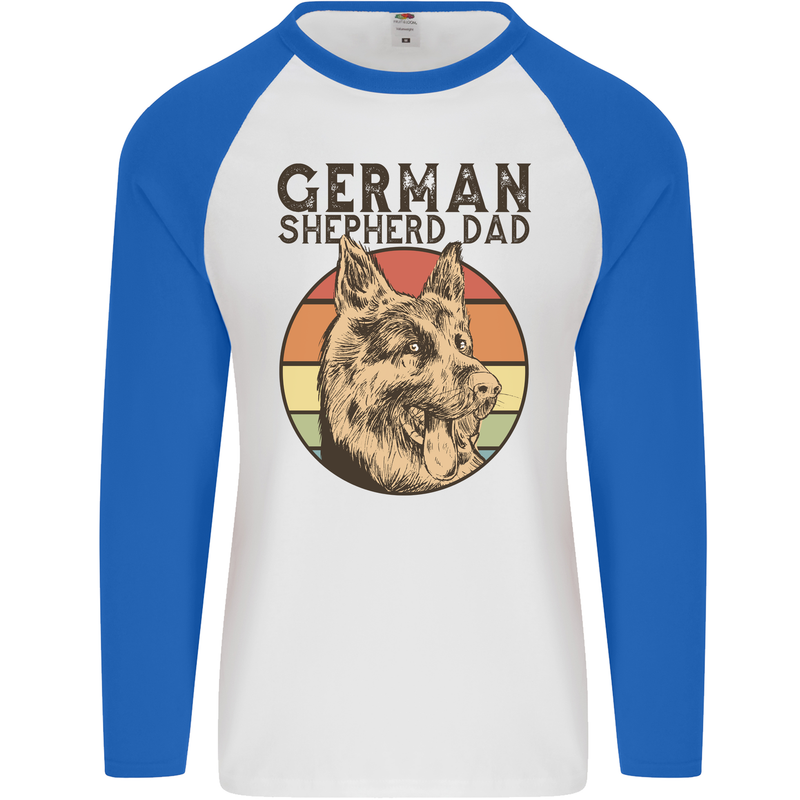 A German Shepherd Dog Dad Mens L/S Baseball T-Shirt White/Royal Blue