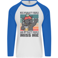 Funny Cat Miss My Party People Alcohol Beer Mens L/S Baseball T-Shirt White/Royal Blue