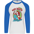 Christmas Bad Santa Funny Xmas Mens L/S Baseball T-Shirt White/Royal Blue