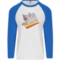 A Unicorn Pug Dog LGBT Mens L/S Baseball T-Shirt White/Royal Blue