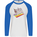 A Unicorn Pug Dog LGBT Mens L/S Baseball T-Shirt White/Royal Blue