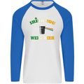 Irish You Were Beer St. Patrick's Day Beer Mens L/S Baseball T-Shirt White/Royal Blue