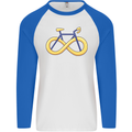 Infinity Bicycle Mens L/S Baseball T-Shirt White/Royal Blue