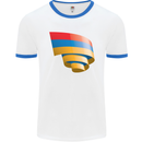 Curled Armenia Flag Armenian Day Football Mens Ringer T-Shirt White/Royal Blue