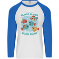 Bloop Bloop Funny Fishing Fisherman Mens L/S Baseball T-Shirt White/Royal Blue