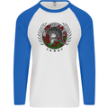 Welsh Bodybuilding Flag Gym Training Wales Mens L/S Baseball T-Shirt White/Royal Blue