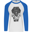 Thug Life Skulls Mens L/S Baseball T-Shirt White/Royal Blue