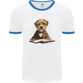 A Dog Reading a Book Mens Ringer T-Shirt White/Royal Blue