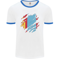 Torn Mongolia Flag Mongolian Day Football Mens Ringer T-Shirt White/Royal Blue