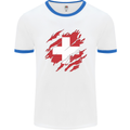 Torn Switzerland Flag Swiss Day Football Mens Ringer T-Shirt White/Royal Blue