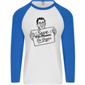 Save the Planet Go Vegan Global Warming Mens L/S Baseball T-Shirt White/Royal Blue