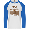 We Herd That Funny Cow Mens L/S Baseball T-Shirt White/Royal Blue
