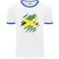 Torn Jamaican Flag Jamaica Day Football Mens Ringer T-Shirt White/Royal Blue