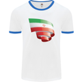 Curled Iran Flag Iranian Day Football Mens Ringer T-Shirt White/Royal Blue