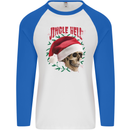 Jingle Hell Funny Christmas Skull Xmas Mens L/S Baseball T-Shirt White/Royal Blue