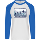 Snowboarding Evolution Funny Snowboarder Mens L/S Baseball T-Shirt White/Royal Blue