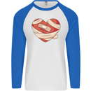 A Broken Heart Anti Valentines Day Single Mens L/S Baseball T-Shirt White/Royal Blue
