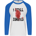 I Still Heart Zombies Apocalypse Mens L/S Baseball T-Shirt White/Royal Blue