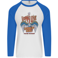 Long Live Rock n Roll Heavy Metal Guitar Mens L/S Baseball T-Shirt White/Royal Blue