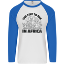 The Five Wild Animas to See in Africa Mens L/S Baseball T-Shirt White/Royal Blue
