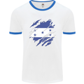 Torn Honduras Flag Honduran Day Football Mens Ringer T-Shirt White/Royal Blue