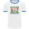 Dogs God is Great Christian Christianity Jesus Mens Ringer T-Shirt White/Royal Blue