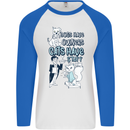 Dogs Have Owners Cats Have Staff Funny Mens L/S Baseball T-Shirt White/Royal Blue