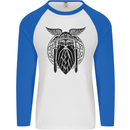 Odin The Vikings Valhalla Thor Gym Nordic Mens L/S Baseball T-Shirt White/Royal Blue