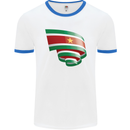 Curled Suriname Flag Suriname Day Football Mens Ringer T-Shirt White/Royal Blue