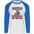 Biker Weekend Forecast Motorbikes Mens L/S Baseball T-Shirt White/Royal Blue