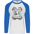 Golden Age of Bicycles Cycling Cyclist Mens L/S Baseball T-Shirt White/Royal Blue