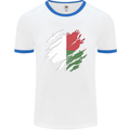 Torn Madagascar Flag Madagascan Day Football Mens Ringer T-Shirt White/Royal Blue