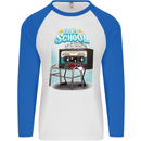 Old School 80s Music Cassette Retro 90s Mens L/S Baseball T-Shirt White/Royal Blue