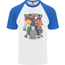 Dungeons & Horses Role Play Games RPG Mens S/S Baseball T-Shirt White/Royal Blue