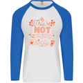 Not a Food Belly New Baby Pregnancy Pregnant Mens L/S Baseball T-Shirt White/Royal Blue