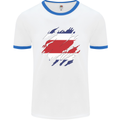 Torn Costa Rica Flag Rican Day Football Mens Ringer T-Shirt White/Royal Blue