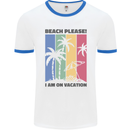 Beach Please Im on Vacation Funny Mens Ringer T-Shirt White/Royal Blue