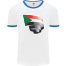 Curled Sudan Flag Sudanese Day Football Mens Ringer T-Shirt White/Royal Blue