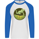 An Iguana Lizard Mens L/S Baseball T-Shirt White/Royal Blue