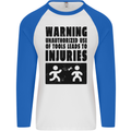 Warning Tools DIY Tradesman Carpenter Mens L/S Baseball T-Shirt White/Royal Blue