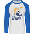 Big Wind Kiteboarding Kiteboard Mens L/S Baseball T-Shirt White/Royal Blue