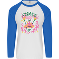 Fungi Magic Mushrooms Trippy LSD Mens L/S Baseball T-Shirt White/Royal Blue