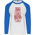 Ballerina Shoes Ballet Dancing Mens L/S Baseball T-Shirt White/Royal Blue