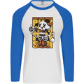 Pick Your Poison Beer Alcohol Skull Skeleton Mens L/S Baseball T-Shirt White/Royal Blue